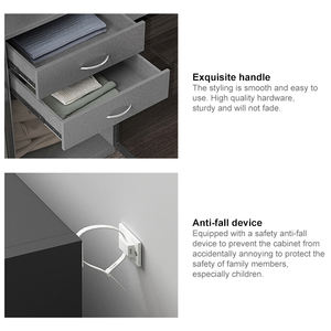 Armoire en bois scandinave porte plate chambre Simple moderne économique porte en verre armoire de rangement Simple grande armoire - Product Image 6