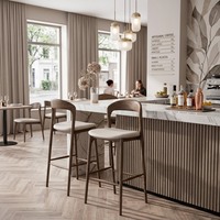 Tabouret de bar en bois massif avec coussin rembourré, chaise de bar moderne à hauteur de comptoir pour café, restaurant, bar, mobilier