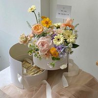 Boîte cadeau polyvalente à double couche pour arrangement de fleurs, fraises et chocolats, avec design personnalisé