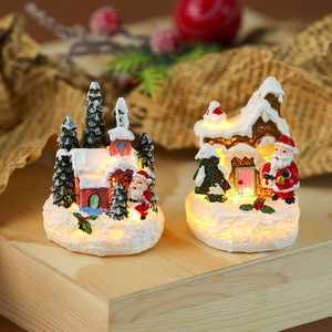 Nouvelle maison lumineuse en résine pour Noël, ornement paysager Père Noël, décoration de Noël transfrontalière. - Product Image 3