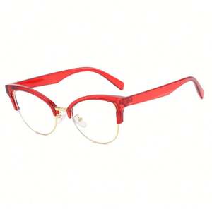 Montures de lunettes anti-lumière bleue pour femmes, style œil de chat, demi-montures, personnalisables avec logo, tendance et très vendues - Product Image 5