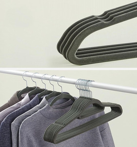 Xiqi tiết kiệm không gian đồng bạc móc không trượt nhung phù hợp với móc - Product Image 3