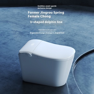 Ensemble de salle de bain intelligent en marbre avec application mobile, toilettes intelligentes à poser au sol, douche à capteur, chasse d'eau et ouverture du couvercle par geste de la <span class=keywords><strong>main</strong></span> pour lavabo - Product Image 2