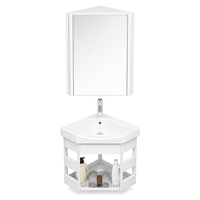 Ensemble de meuble-lavabo moderne en aluminium épais blanc de 18 pouces à fixer au mur avec vasque en céramique et rangement pour salle de bain