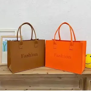 맞춤형 로고 펠트 핸드백 패션 여성 가방 에코 친선 쇼핑 토트 백 심플 우아한 선물 가방