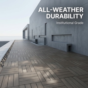 Dalles de terrasse en WPC emboîtables 300x300mm, revêtement de sol extérieur composite imperméable et résistant aux UV pour balcon et patio de jardin - Product Image 2