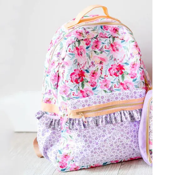 High quality pre-order wholesale children casual travel bags girls floral backpacks kids school bags