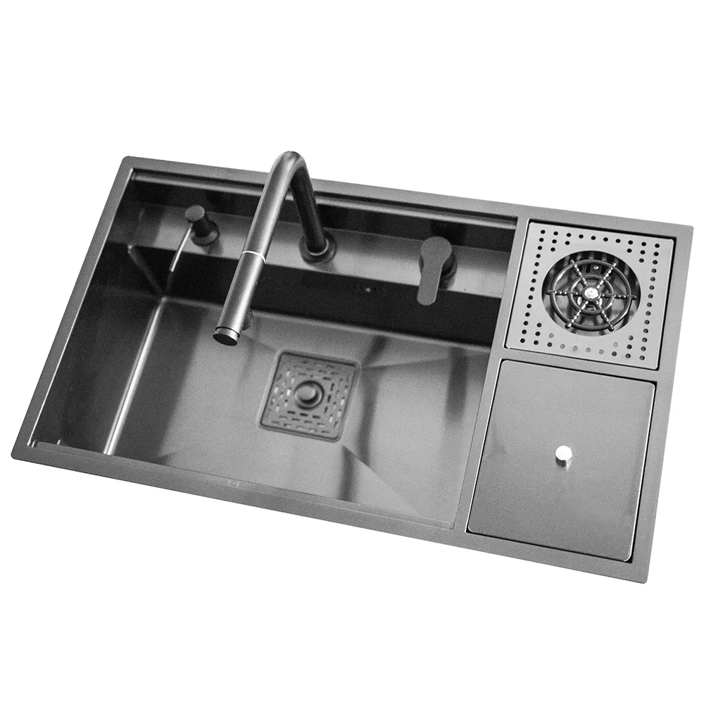 CUPC Luxury Kitchen Sinks 304 Aço Inoxidável Farmhouse Sink Chuva Duplo Handmade Bowl Pia Undermount Com Escorredor