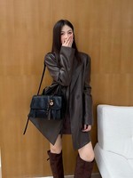 Sac messager rétro en cuir microfibre léger, grande capacité, sac à bandoulière, couleur unie, sac de transport pour femme