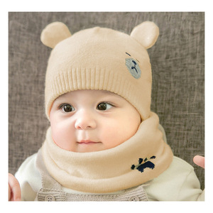 Ensemble deux pièces <span class=keywords><strong>bonnet</strong></span> et écharpe <span class=keywords><strong>en</strong></span> <span class=keywords><strong>laine</strong></span> d'ours <span class=keywords><strong>pour</strong></span> <span class=keywords><strong>nouveau</strong></span>-nés, 100 % coton, épaissi et chaud, <span class=keywords><strong>bonnet</strong></span> tricoté <span class=keywords><strong>pour</strong></span> garçon - Product Image 5