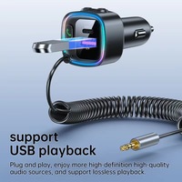Pemancar FM tanpa kabel mobil, adaptor daya 30W, pemutar MP3, pengisi daya mobil USB ganda, pengisian cepat PD, tahan api, pemancar FM