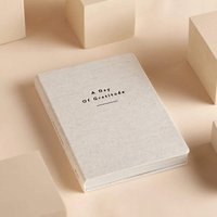 Carnet de Gratitude Minimaliste A5 en Tissu de Lin, Couverture Rigide Cousue, pour Réflexion Quotidienne, Organisateur et Planificateur, Idéal Cadeau