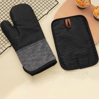 Sarung Tangan Oven Warna Solid dengan Logo Kustom, Tahan Suhu Tinggi, Anti Panas, Anti Selip untuk Memanggang