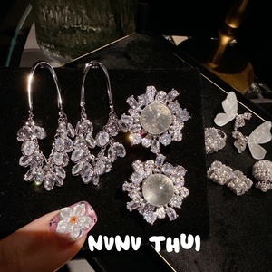 Boucles d'oreilles vintage tournesol en laiton plaqué or, bijoux en zircon, cristal Stardome, goutte d'âme, couronne, ensemble pour <span class=keywords><strong>femme</strong></span> - Product Image 1