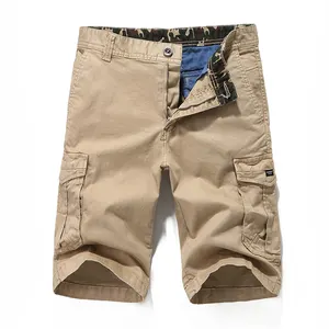 BAWANGCHENG – short cargo vert à six poches pour hommes, vente en gros, décontracté, multi-poches, uni, blanc et camouflage