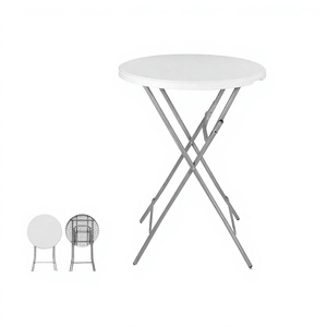 Table pliante JH JH-YB80 de style moderne commercial, portable, en plastique blanc, hauteur 80 cm - Product Image 4