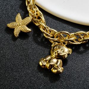สร้อยข้อมือแบบเชื่อมต่อลิงค์พร้อมจี้รูปหมีและปลาดาวคุณภาพสูงสำหรับเป็นของขวัญหมั้น - Product Image 3