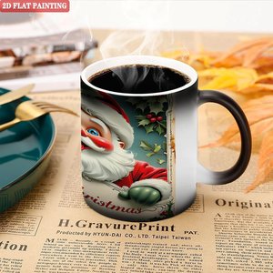 Magic Cup Frosted Black 11oz Ceramic Heat Color Changing Sublimation Mug Christmas Santa Design - Product Image 5