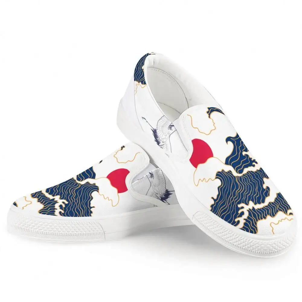 Wholesale Good Quality Zapatillas Ocean Wave Pattern Slip on Canvas Sneakers Custom Casual Shoes Men