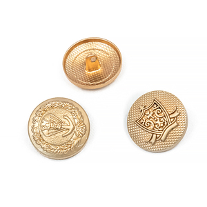 Classic Round Metal Shank <b>Buttons</b> With Embossed Logo Gold Finish Circular Design For Clothing - Product Image 4