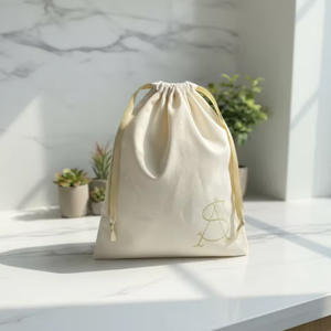 Bolsa de Almacenamiento con Cordón de Algodón Muselina Biodegradable, Impresa con Logotipo Personalizado, Color Personalizado, Impresión Flexográfica - Product Image 2