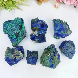 Natural Rough Azurite Mineral Specimen Healing Malachite Azurite Raw Stone For Fengshui Decorate