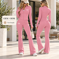 Ensemble Femme Veste Zippée Pantalon Évasé Manches Longues Taille Haute Y2K Tracksuit Casual Fournisseur OEM ODM Grossiste