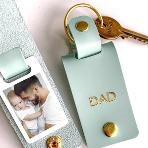 In-stock dye-sublimation <b>blank</b> photo box keychain PU leather photo key pendant Father's Day gift key <b>ring</b> - Product Image 3