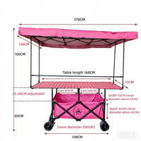 Chariot de camping pliable portable 168*72, chariot de restauration réglable en hauteur pour marché nocturne extérieur, chariot utilitaire pour camping