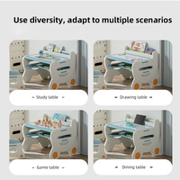 Mobilier Enfant Moderne Éducatif : Table et Chaise Enfant avec Planche à Dessin Intégrée, Hauteur Réglable, en Plastique