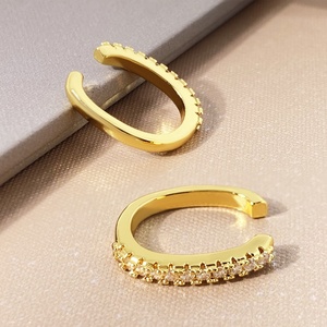 Wholesale <b>Earring</b> Jewelry 18K Gold Plated Cubic Zirconia Trendy U Shape CZ Ear <b>Cuff</b> for Women - Product Image 4