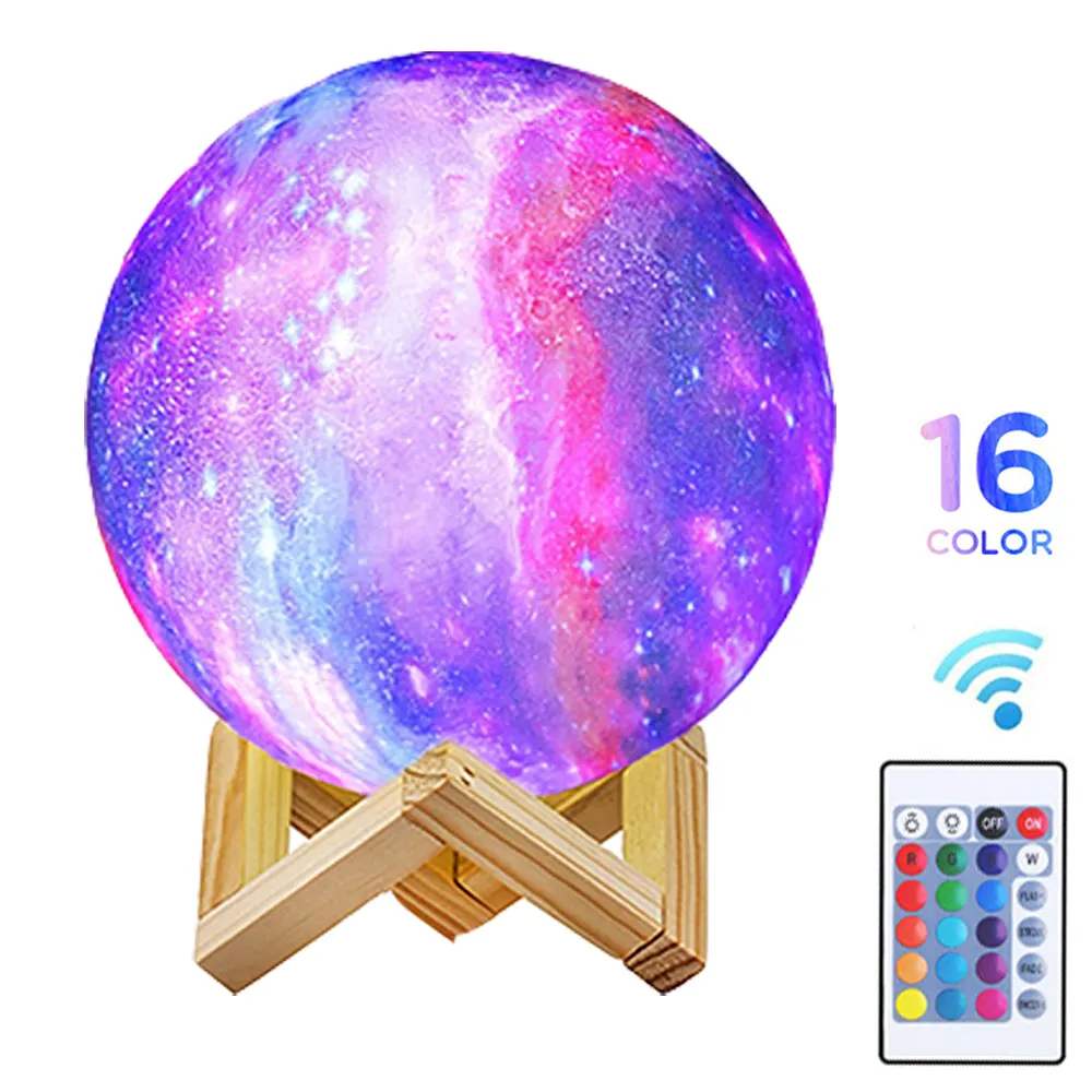 Shaped Moon Light Lamp Gift Eco Friendly Dimmable Touch Remote Control 16 Led Colors 3d Birthday White Bedroom Lights 64 80 PLA