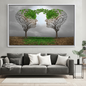 <b>Face</b>-to-<b>Face</b> <b>Tree</b> Silhouette Canvas: Symbolic Art Print for Serene Spaces,WHITE FRAMED CANVAS - Product Image 3