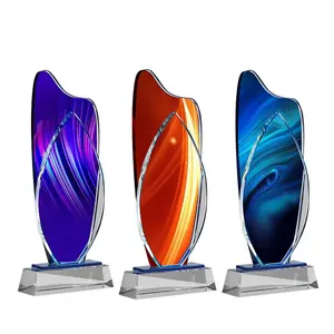 Wholesale Style And Trophy Product Sublimation Crystal Glass Trophy Award For Company Souvenir