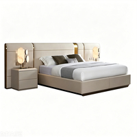 Lit King Size Moderne en Cuir Italien de Luxe Léger, Tête de Lit Large, Écologique, pour Villa