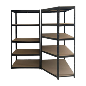 5 Layer All Black Steel/Iron Light Duty <b>Adjustable</b> Corrosion Boltless Corner <b>Shelf</b> for Basement & Garage - Product Image 5