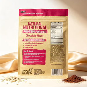Bolsa de papel kraft biodegradable impresa a medida con cierre de ocho lados y cremallera de 2LB para envasado de alimentos y suplementos de proteína en polvo - Product Image 2