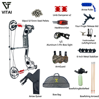 Set Busur dan Anak Panah Compound dengan Berat Tarik yang Dapat Disesuaikan 40-80 Lbs, Paket Aksesoris Panahan Aluminium CNC