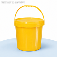 Seau rond en plastique recyclable de 3 L avec poignée résistante et étanche pour le nettoyage domestique et le jardinage