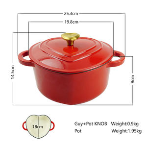 <span class=keywords><strong>Cocotte</strong></span> en fonte de 2 litres avec bouton en acier inoxydable en forme de cœur émaillé rose, idéale pour la cuisson au gaz - Product Image 6