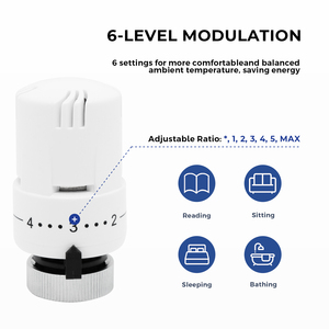 Vanne de radiateur thermostatique moderne blanche IVANCI pour système HVAC contrôle de température Angle en laiton thermostatique 15mmX 1/2" - Product Image 2