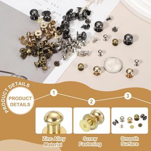 PATIKIL Mm Juego de remaches de cuero con cabeza esférica, tornillo de rosca trasera, botón de cabeza redonda, tornillo Chicago, remache de cabeza de bola para manualidades de cuero DIY - Product Image 3