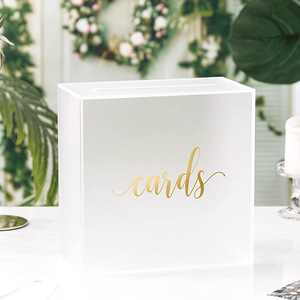 Personalised 3mm Thick Clear <strong>Acrylic</strong> <strong>Card</strong> <strong>Box</strong> with Lid 20*20*20cm for Wedding - Product Image 3