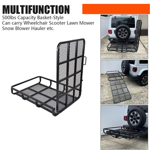 Porte-bagages robuste à fixer sur attelage avec rampe de chargement, capacité 500 lb, panier de chargement pliable en acier pour attelage de 2 pouces, SUV, camion, fourgonnette - Product Image 4