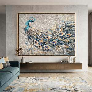 <span class=keywords><strong>Mosaico</strong></span> in <span class=keywords><strong>Vetro</strong></span> Fatto a Mano con Pavone Blu, Dipinto Artistico di Uccelli per Decorazione Murale, Design Personalizzato di Lusso per Casa, Hotel, Villa - Product Image 2
