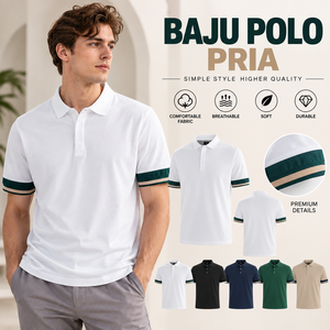 Camiseta Polo para Hombre, Algodón Premium, Puños a Rayas, Estilo Minimalista, Informal, con Logotipo Personalizado, Fabricante de Ropa OEM - Product Image 1