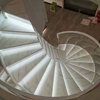 Escalier en spirale intérieur personnalisé en acier et bois, style luxe léger