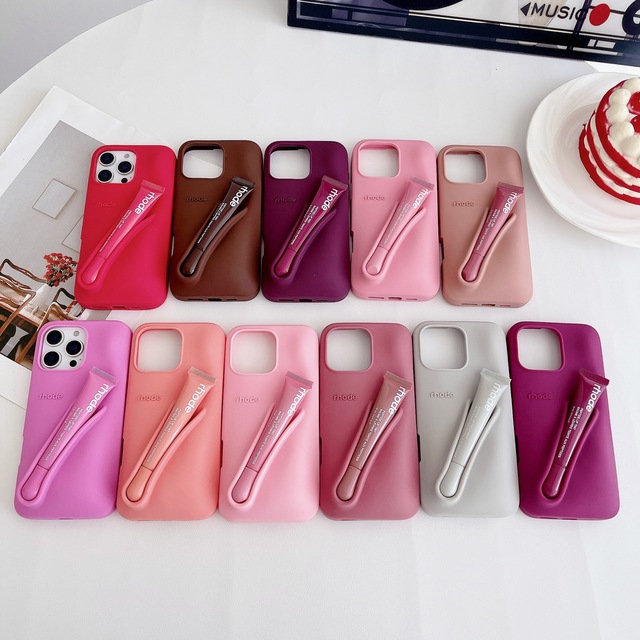 Hailey's Style Luxury Silicone Phone Case for iPhone 15 for Apple 14 13 17 Creative 11 16 Can Hold Lipstick/Lip Gloss