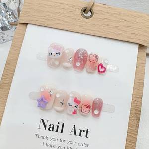 เล็บอะคริลิคทรงอัลมอนด์ลายดอกไม้ ทำมือ 10 ชิ้น พร้อมตัวอย่างฟรี แบบกดติดสำเร็จรูปทรงเฟรนช์ สไตล์เล็บสติลเลตโต้ สำหรับนิ้วมือ <span class=keywords><strong>หมาย</strong></span><span class=keywords><strong>เลข</strong></span>รุ่น - Product Image 3