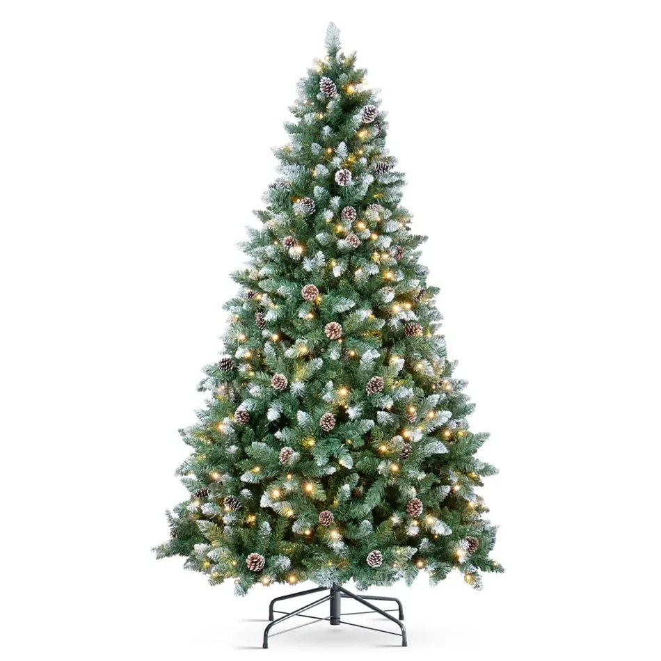 شجرة عيد الميلاد, 7 قدم LED الثلوج توافدت شجرة عيد الميلاد مع المخاريط الصنوبر داخلي وخارجي اصطناعي الثلوج شجرة عيد الميلاد مع 400 LED أضواء